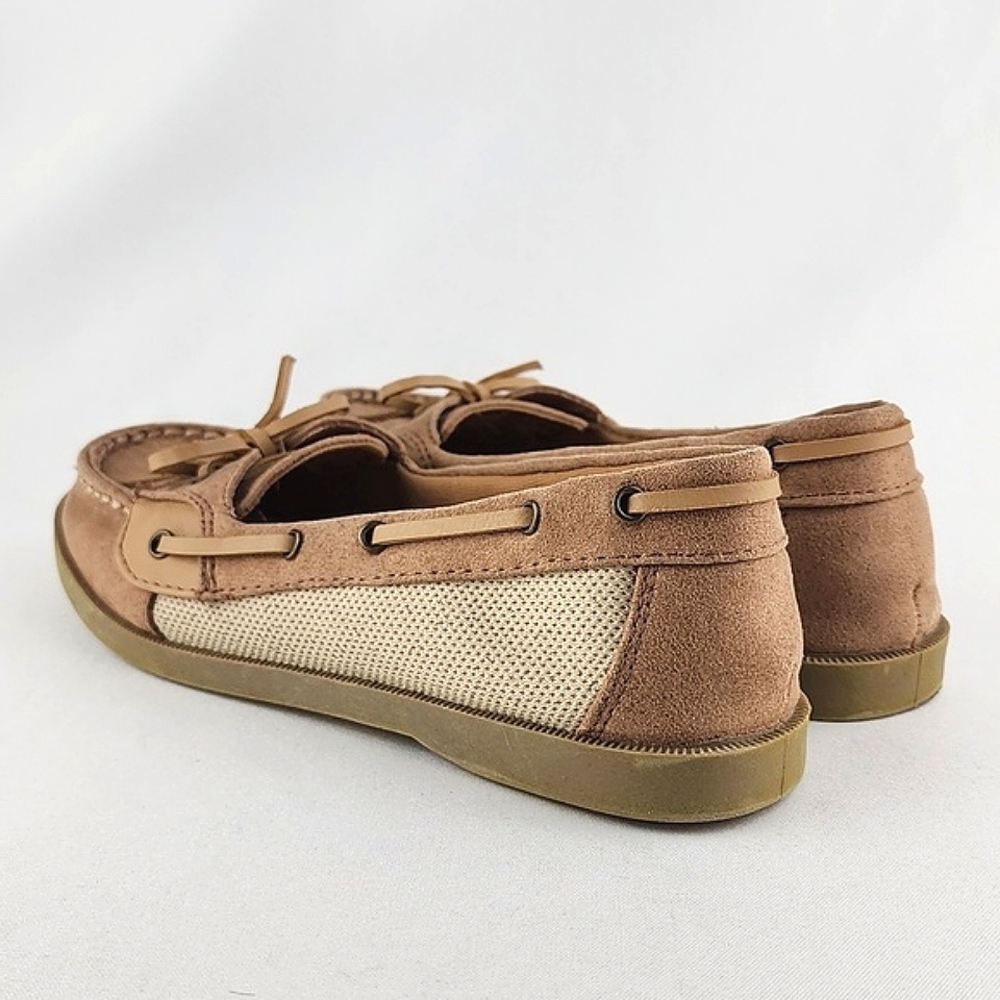 American Eagle Women's Loafer Boat Shoe Tan Textile Faux Suede Size 5.5 - Picture 4 of 16